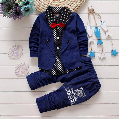 baby boys clothing sets cotton cardigan suit set kids coat + pants