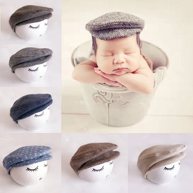 Newborn Baby Boy Hats Striped Beret Gentleman Cap and Photography Accessories