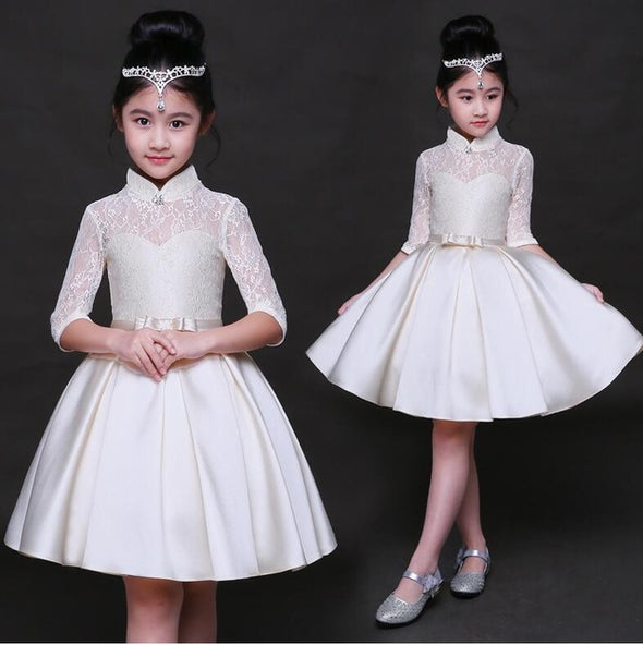 Girl Wedding Princess  Bow Moderator Dress Children Clothes