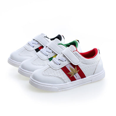 Toddler Shoes with Flats Shoes and Black Red Green Leaves