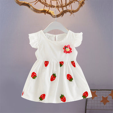 infant baby girl  birthday dresses with cloth flower cotton