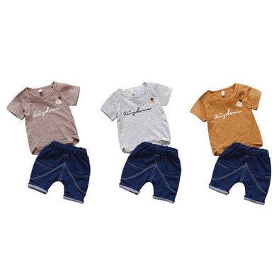 Dress Stripe T-shirt + Denim Shorts baby clothes